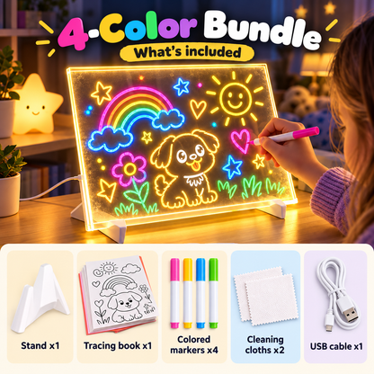 🌈✨ Magic LED Light-Up Drawing Board 🎨💡 Reusable Glow Art Kit for Kids 🖍️🌟 Colorful Doodle & Tracing Board 🎁🎄 Fun Creative Gift for Boys & Girls