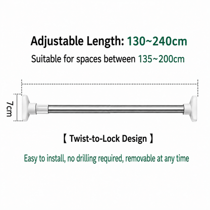 ⚡ Expandable Closet Rod – Punch-Free, Adjustable, No Drilling