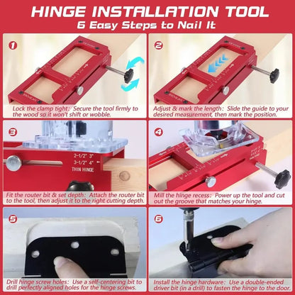 GJANSH Door Hinge Jig - Door Hinge Cut Out Tool for Door & Cabinet Hinges, Adjustable Mortising Template Fits 2.5" to 5" Hinges with 1/4" & 5/8" Radius & Square Corner Tools summerwins