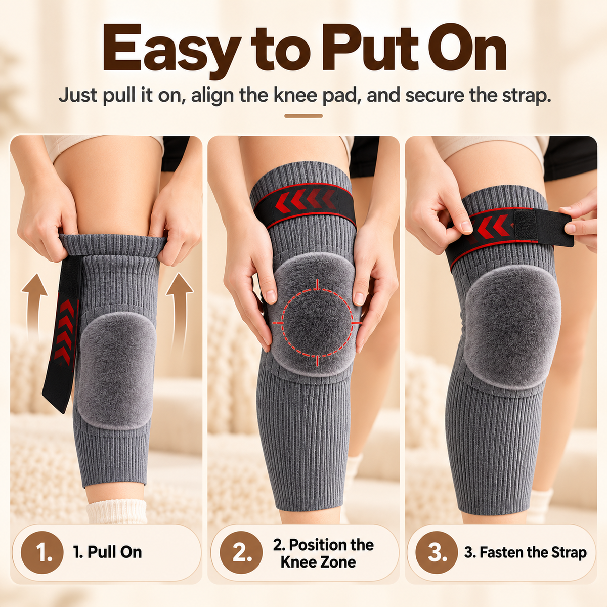 ☁️🧶Fleece-Lined Thermal Knee Warmers with Adjustable Stay-Put Strap