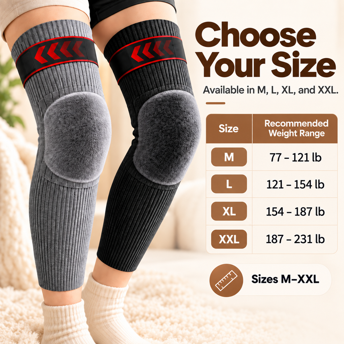☁️🧶Fleece-Lined Thermal Knee Warmers with Adjustable Stay-Put Strap