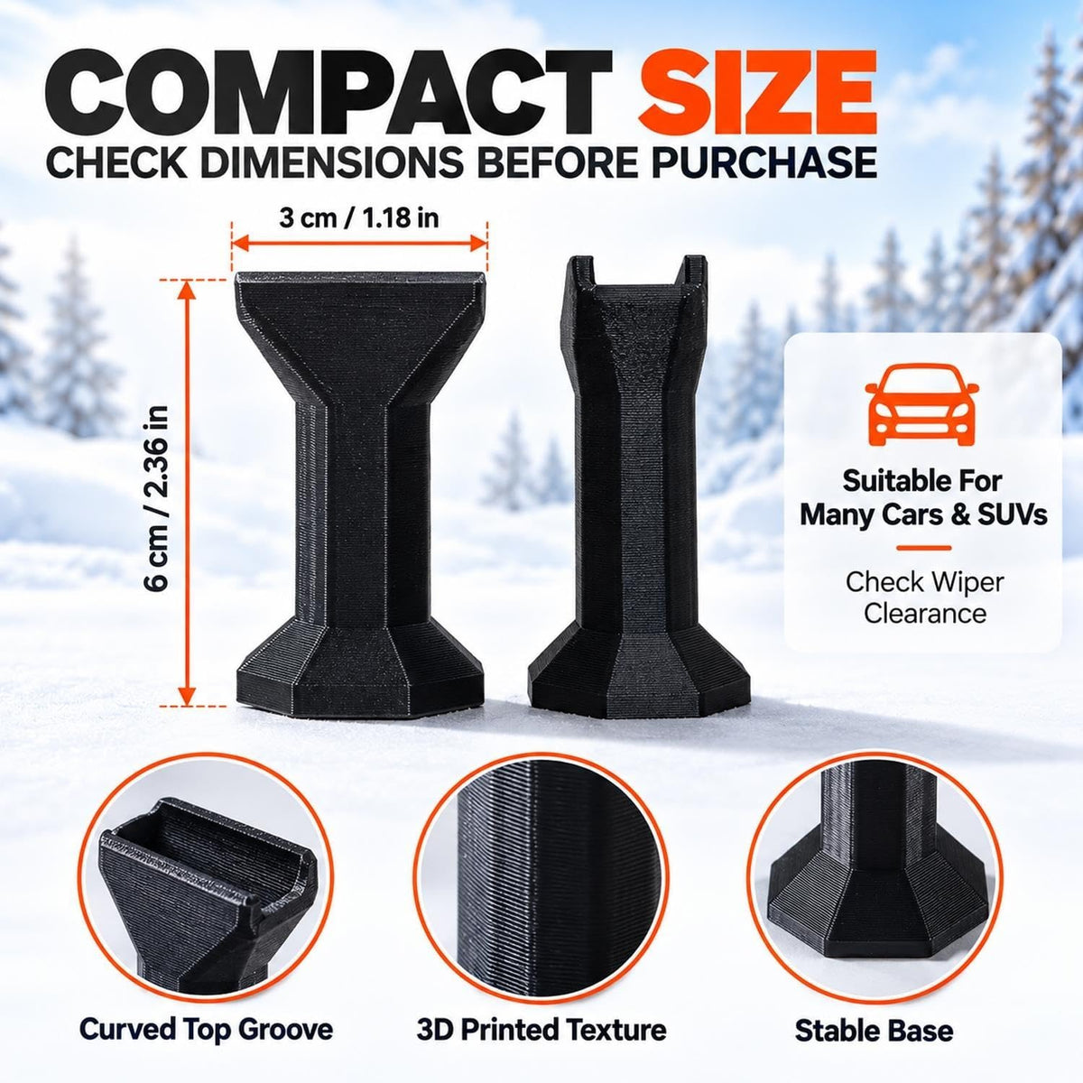 ❄️🚗 Windshield Wiper Anti-Freeze Stands – 2-Pack 3D Printed Wiper Lifters | Snow & Ice Parking Protection, Easy Tool-Free Setup