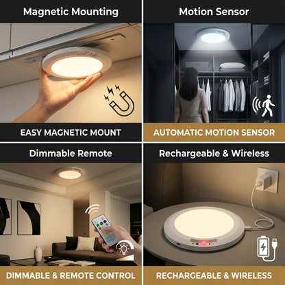 🎁LAST DAY 49% OFF🔌Rechargeable Magnetic Wireless Motion Sensor Ceiling Light with Remote💡