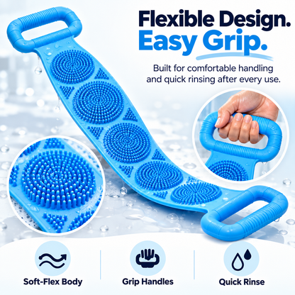 🚿Long-Reach Exfoliating Body Scrubber Strap with Dual Handles