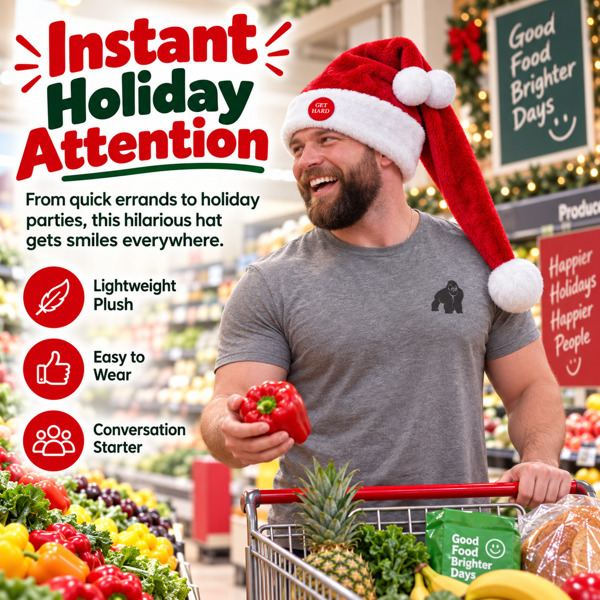 🎅 Moving Santa Hat – Funny Animated Christmas Party Hat with Swinging Tail
