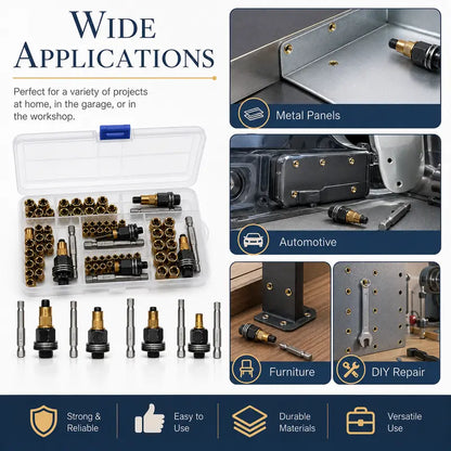 🔩M3–M8 Rivet Nut Installation Kit – Drill Adapter & Nutsert Assortment