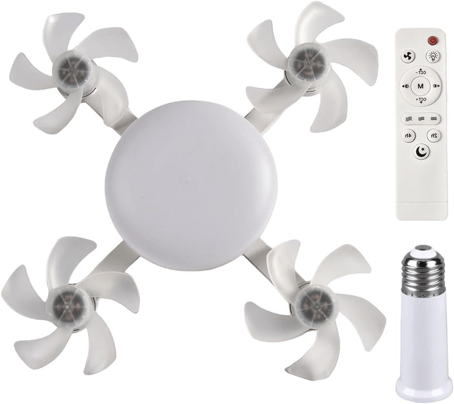 2026 New E27 Socket Ceiling Fan Light - 2-in-1 Silent LED Fan with Remote Control, Energy-Saving Cooling & Lighting Combo for Home Bedroom summervibes