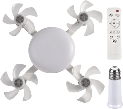 2026 New E27 Socket Ceiling Fan Light - 2-in-1 Silent LED Fan with Remote Control, Energy-Saving Cooling & Lighting Combo for Home Bedroom summervibes