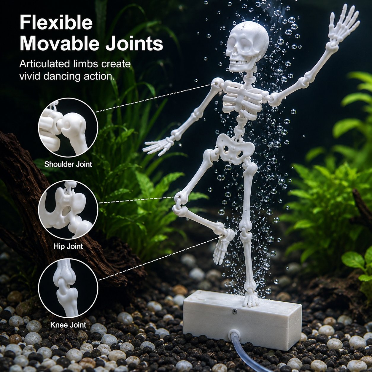 Dancing Skeleton Bubble Aquarium Ornament 🦴💨