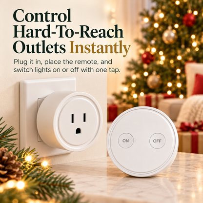 🎄✨ Wireless Remote Control Outlet Switch 🔌 | No App, No WiFi 📱❌ | One-Click ON/OFF for Christmas Lights & Home Lamps 💡🏠