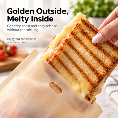 🥪15-Pack Reusable Toaster Bags – Easy-Cleanup Sandwich & Melt Bags