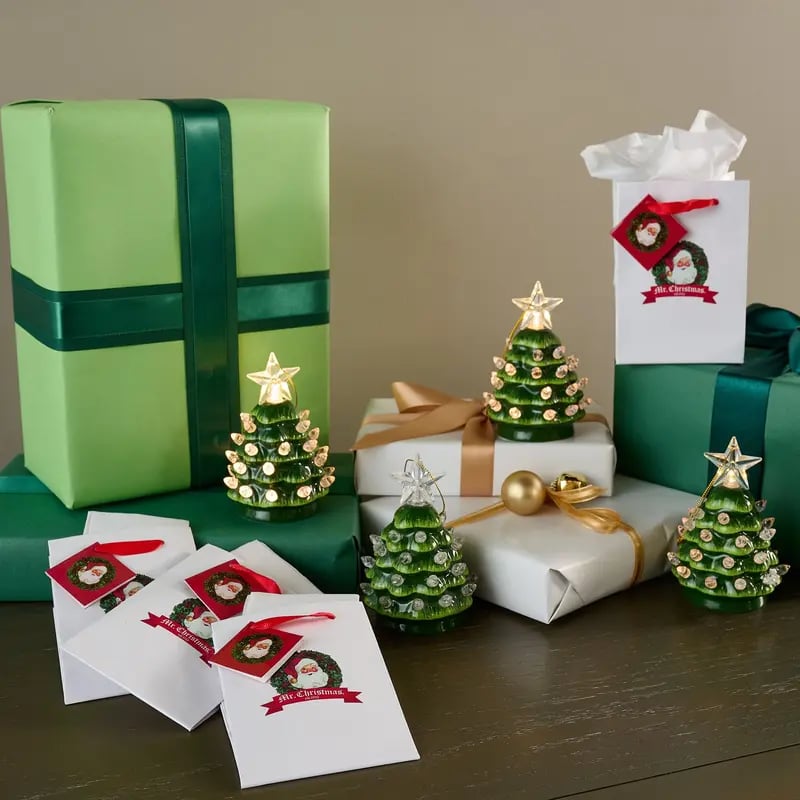 Christmas Set of 4 Mini Nostalgic Tree Ornaments with Gift Bags