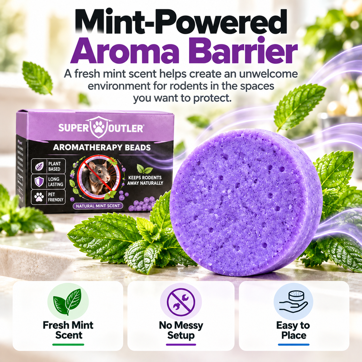 🐭🚫 Keep Mice & Rats Away! 🌿💜 Natural Peppermint Rodent Repellent Pucks 🚗🛡️ Protect Your Car Engine, Garage & Home 🏡✨ Long-Lasting Fresh Mint Scent