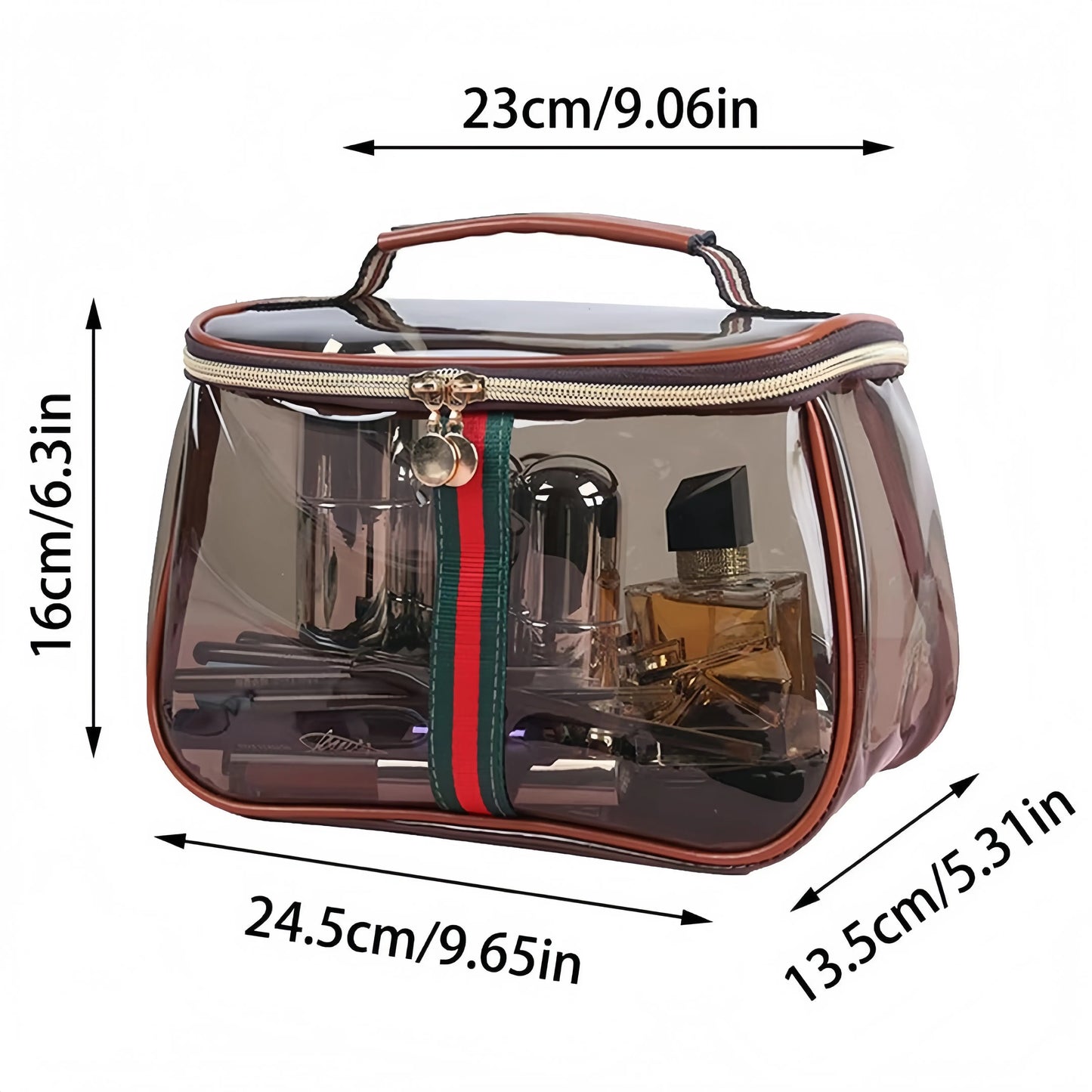 Retro Vintage Makeup Organizer Bag - Waterproof Brown