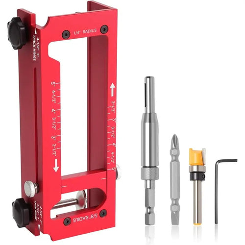 GJANSH Door Hinge Jig - Door Hinge Cut Out Tool for Door & Cabinet Hinges, Adjustable Mortising Template Fits 2.5" to 5" Hinges with 1/4" & 5/8" Radius & Square Corner Tools summerwins