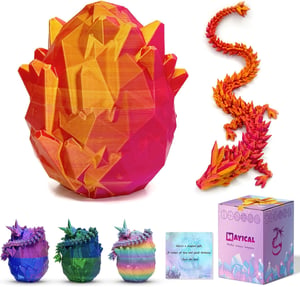 12" 3D Printed Dragon Egg Set with Gift Box & Card, Easter Eggs Mythical Dragon Eggs with Dragon Inside