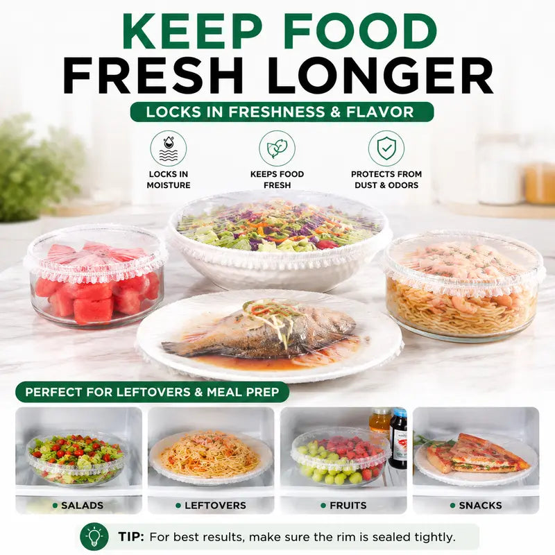 🥗🍽️100PCS Stretch Bowl Covers – Freshness Sealed, Waste Reduced