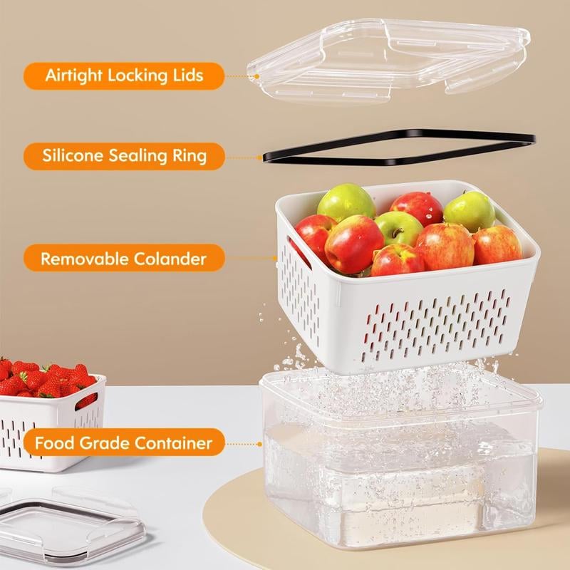 🥗Household transparent plastic food storage box-Including drain basket