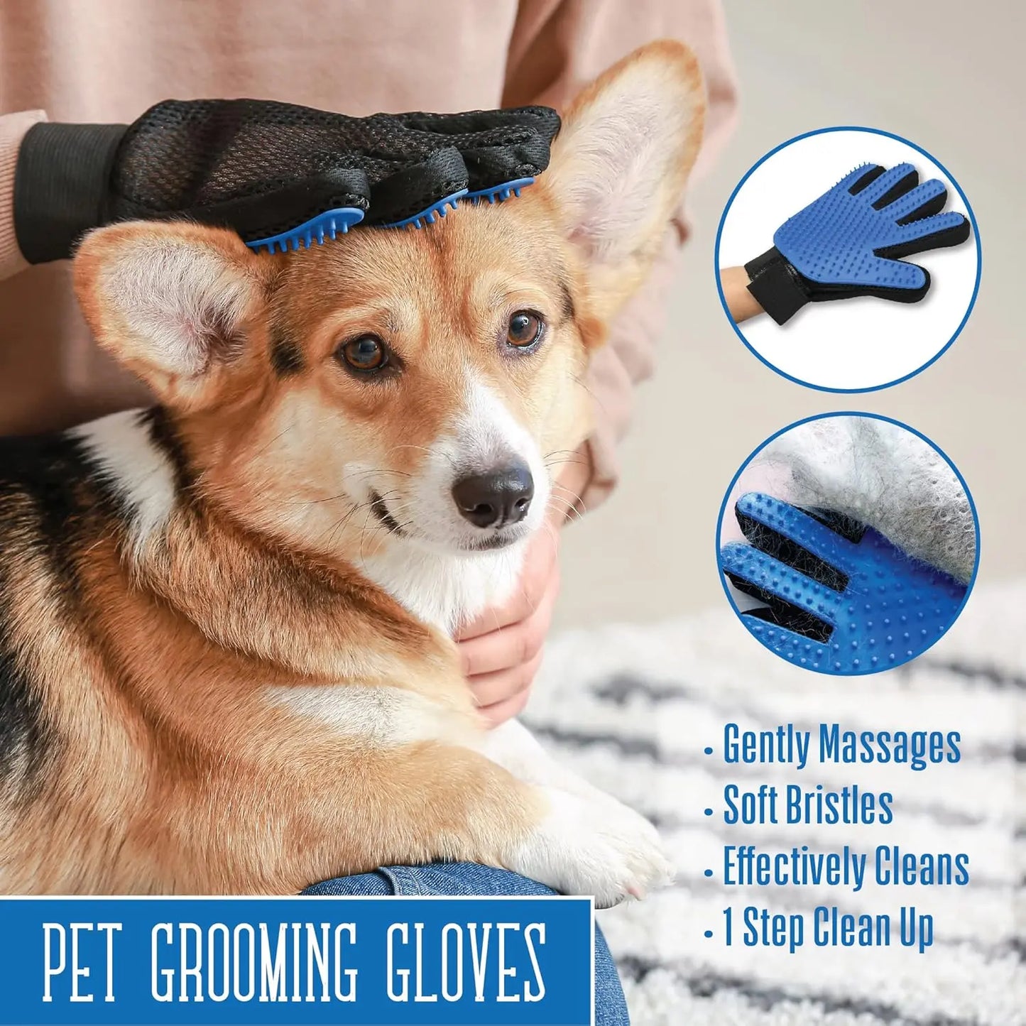 255-Tip Pet Grooming Gloves – Deshedding & Bath Mitts