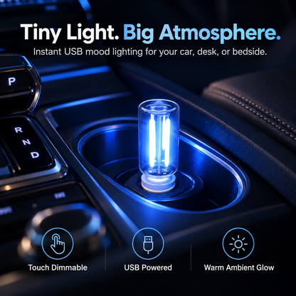 💡Touch-Dimmable Car USB Ambient Night Light – 7 Color Options