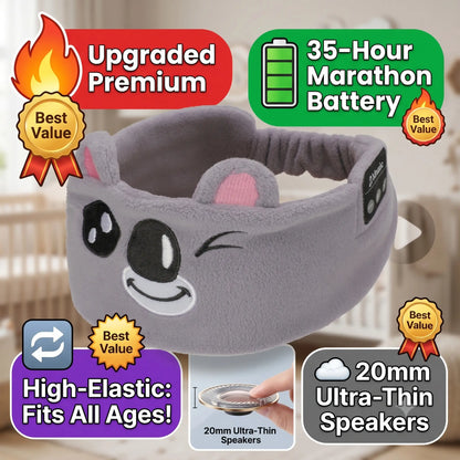 Sports Bluetooth Headband, 8H-35H Playtime Running Sweatband Wireless Music Eye Mask for Kids Toddlers Boys Girls, Ultra-Thin Speakers Washable Travel Sleep Gear