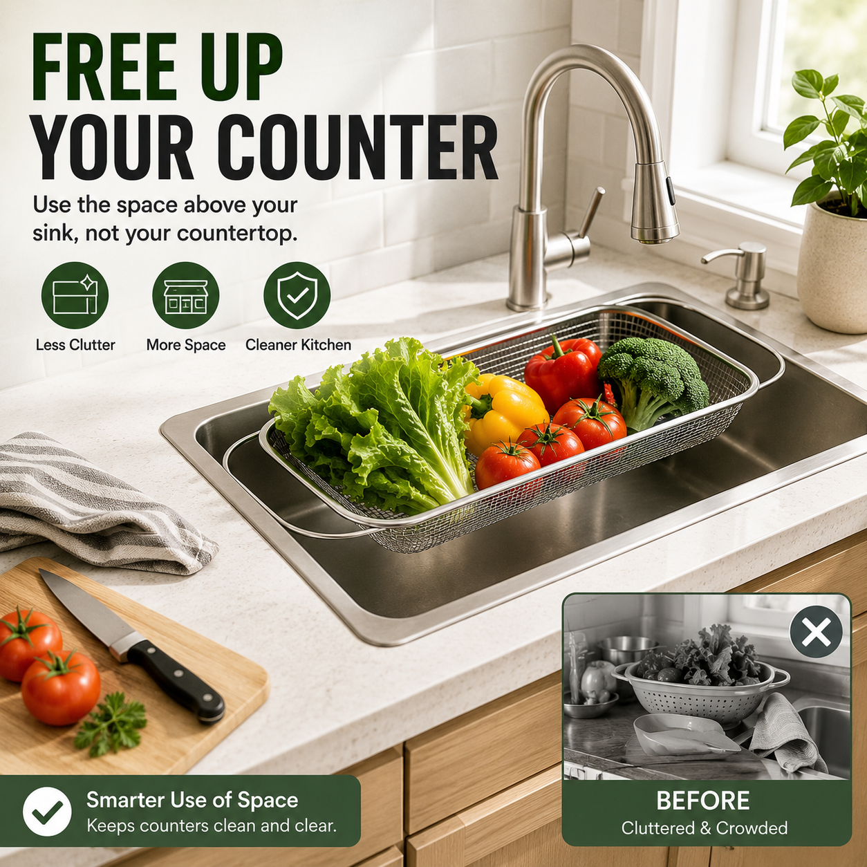 🔥50% OFF TODAY💦 Expandable Over-the-Sink Strainer Basket