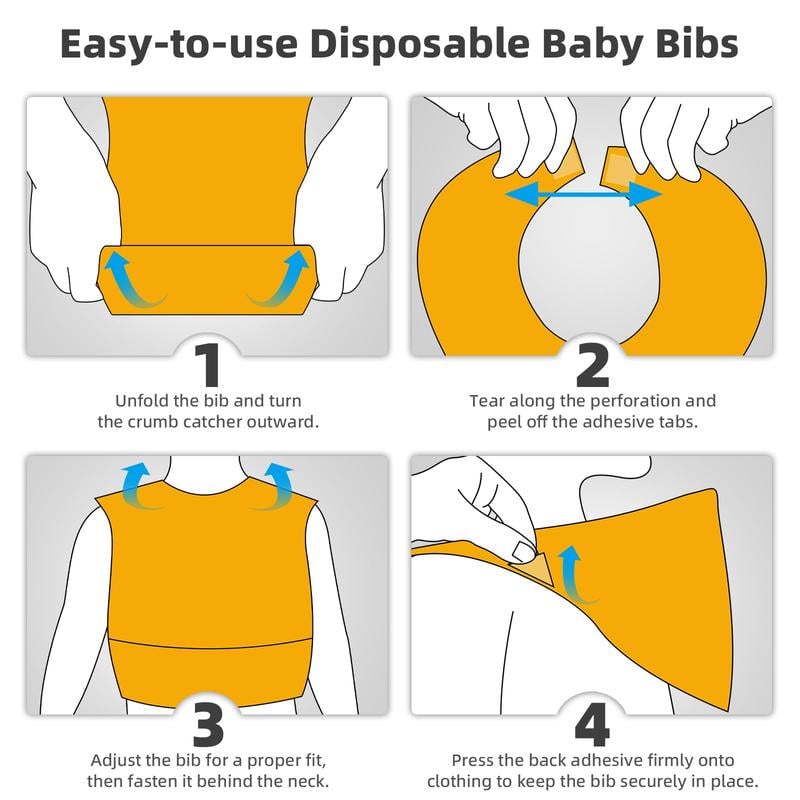 👶 10/30PCS Disposable Toddler Bibs – Individually Wrapped, Soft, Leak-Proof & Travel-Frie