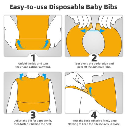 👶 10/30PCS Disposable Toddler Bibs – Individually Wrapped, Soft, Leak-Proof & Travel-Frie