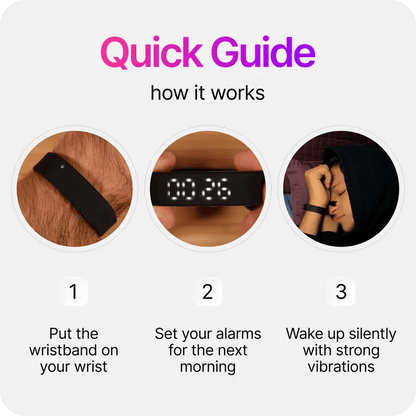 ⌚Vibration Alarm Clock Watch for Sleepers – Gentle Silent Wearable Alarm Wristband, No Noise Personal Wake Up Device for Bedroom & Travel