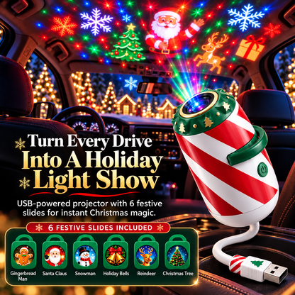 🎄 Christmas Car Window Projector – USB-Powered Holiday Light with Interchangeable Festive Designs for Cars, SUVs & Trucks