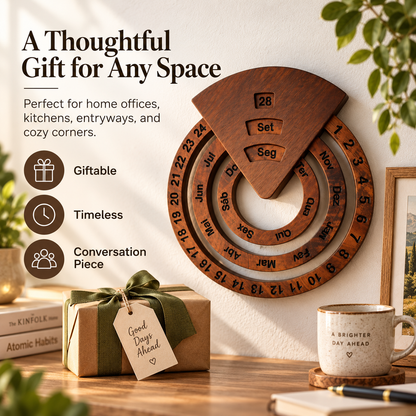 🗓️ Wooden Perpetual Wall Calendar – Set the Date, Enjoy It Year After Year