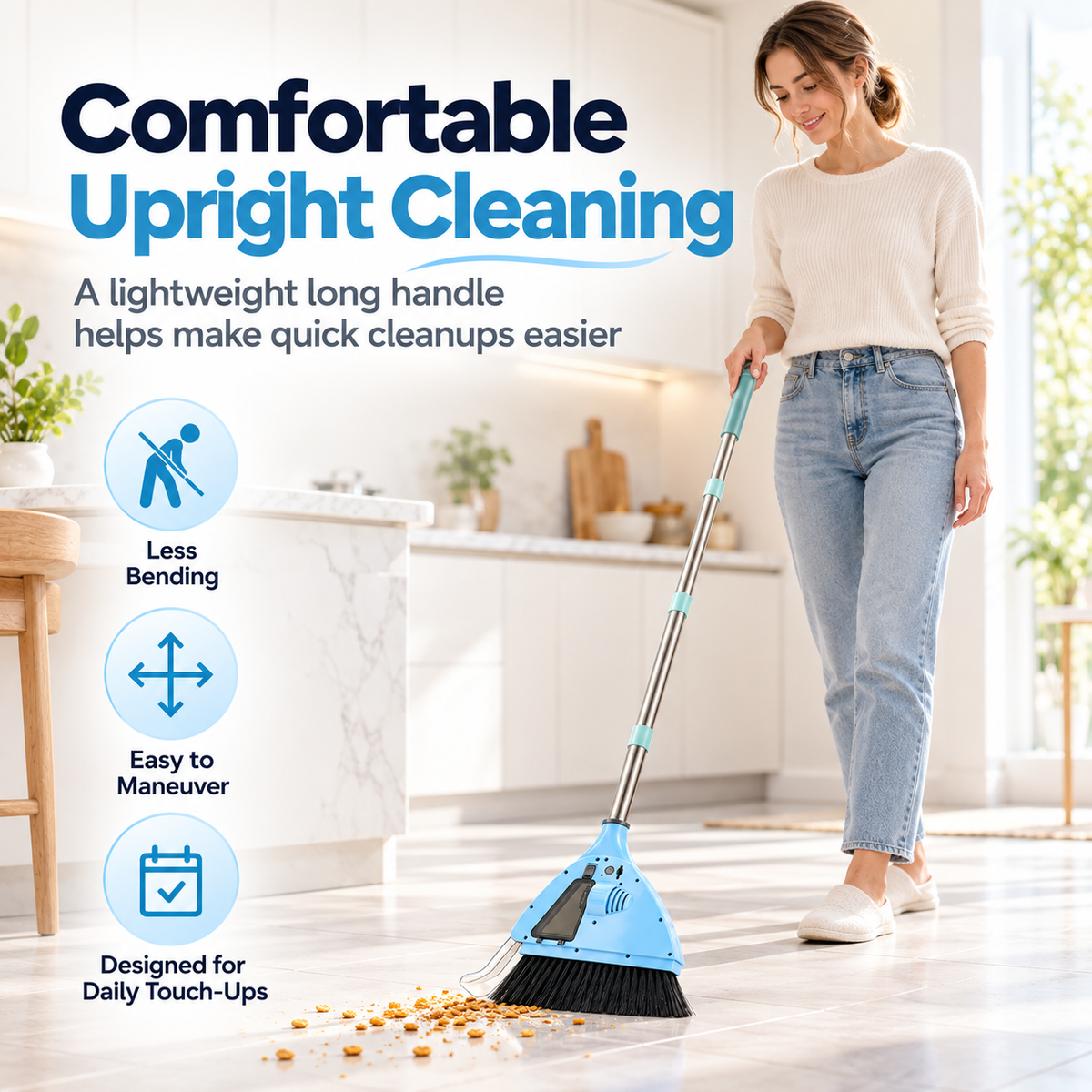 🧹✨ Cordless Electric Floor Sweeper ⚡ 2-in-1 Broom & Vacuum Cleaner 🌀 USB Rechargeable 💙 Easy Dust & Crumb Pickup 🏠 Lightweight Home Cleaning Tool