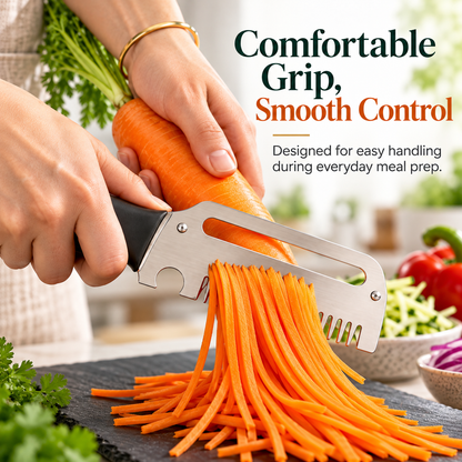 🥕✨ 3-in-1 Kitchen Peeler & Julienne Slicer 🍎🔪🍻 | Stainless Steel Vegetable Peeler with Built-In Bottle Opener 🥒🍹🏡