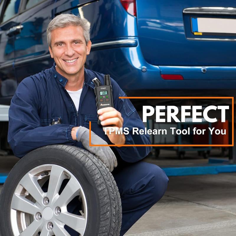 TPMS tire pressure tool with display and operating controls