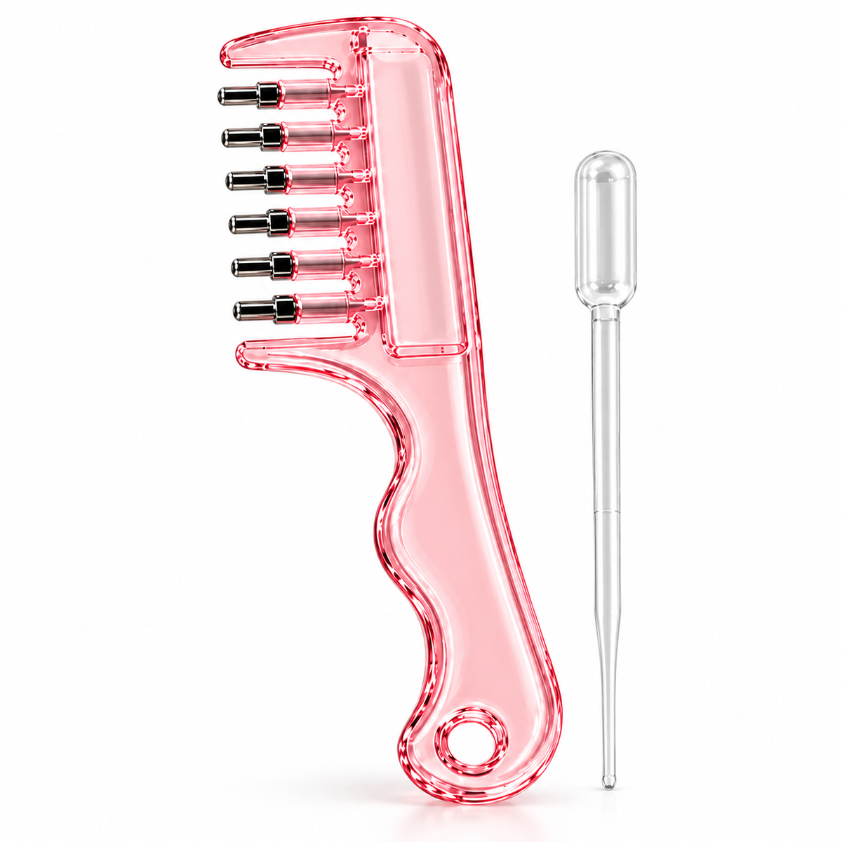 Light pink scalp applicator comb and matching refill dropper