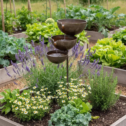 🔥Bring Life Back To Your Garden – Peaceful Cascading Rain Catcher Bird Bath For Welcoming Garden Wildlife🌿🐦