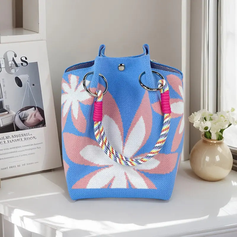 👜Boho Woven Polyester Bucket Bag