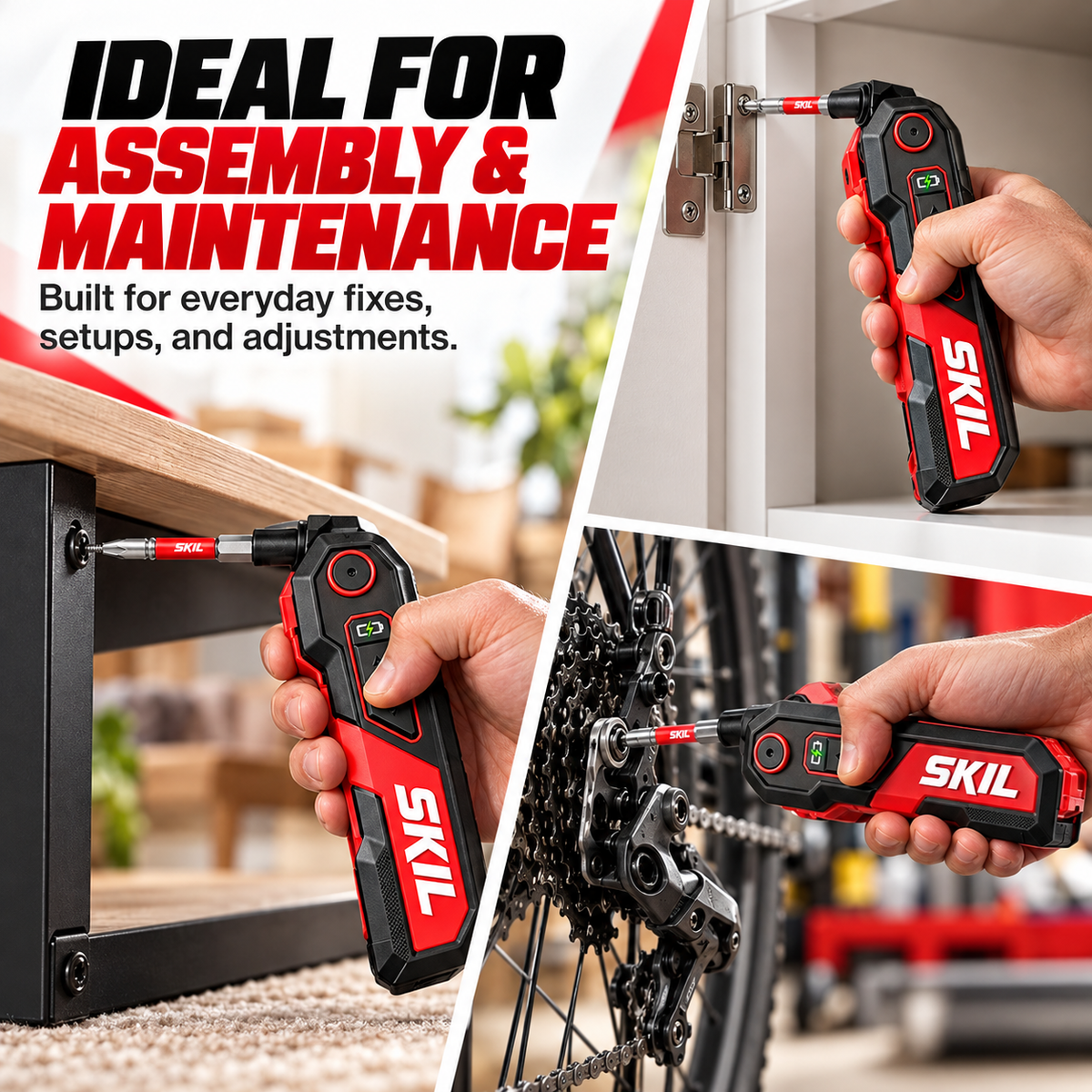 🛠️Rechargeable Powered Folding Hex Key – 3-Angle Electric Driver with 11-Piece Bit Set