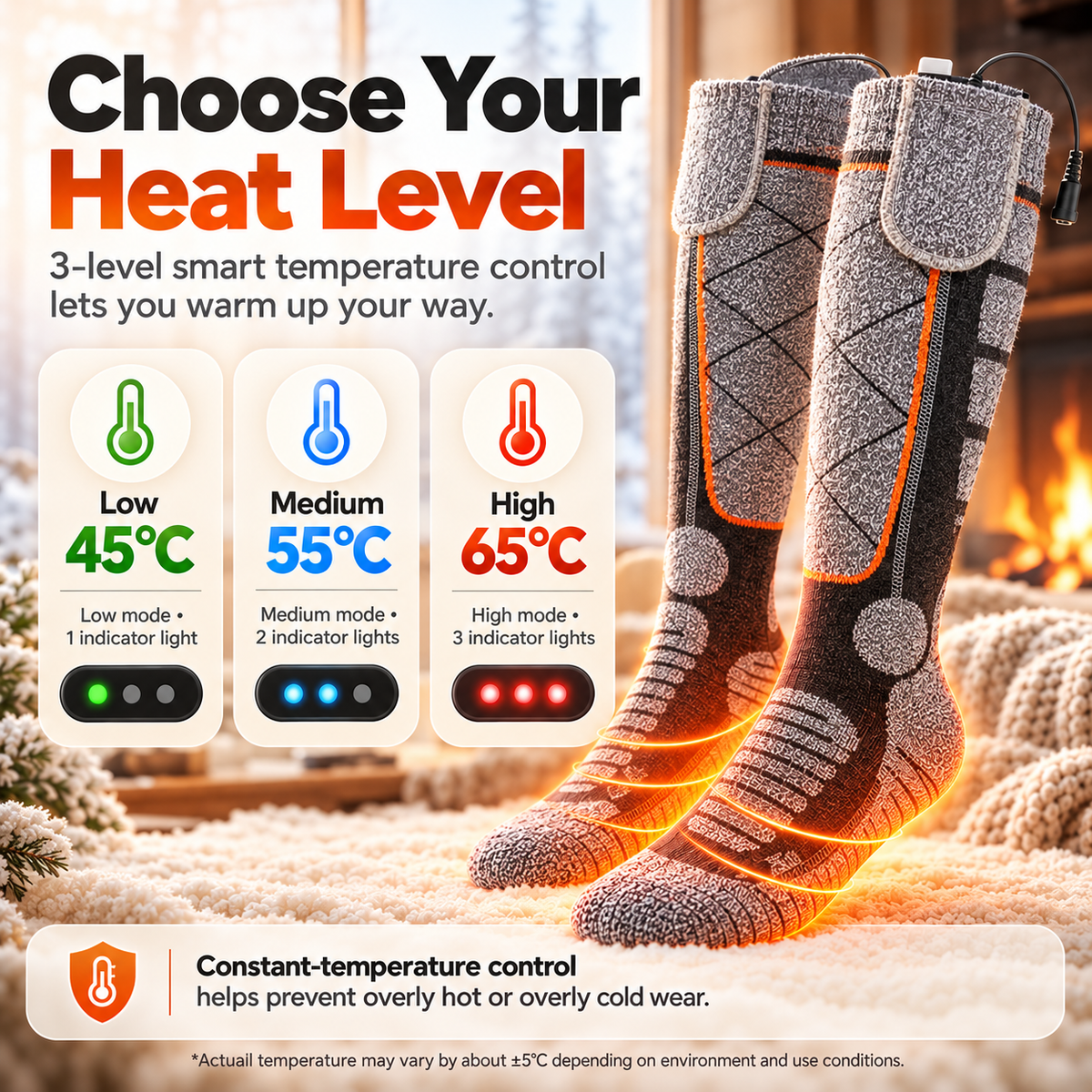 🔥Rechargeable Heated Socks – 3-Level 5V Over-the-Calf Winter Warmers