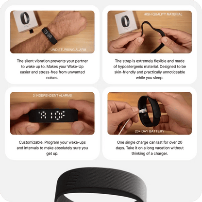 ⌚Vibration Alarm Clock Watch for Sleepers – Gentle Silent Wearable Alarm Wristband, No Noise Personal Wake Up Device for Bedroom & Travel