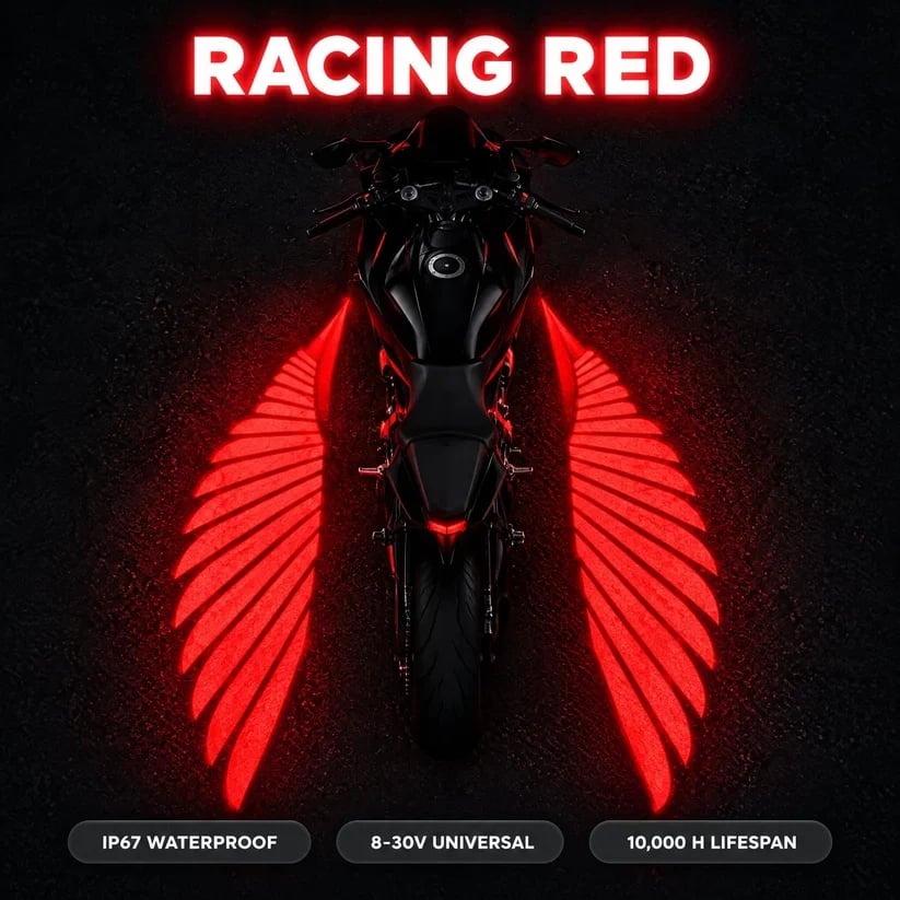 🏍️ Angel Wing Motorcycle LED Projector Lights (1 Pair)