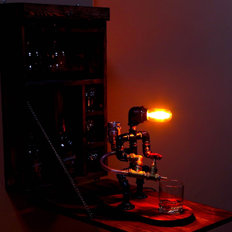 Steampunk Fireman pipe robot Night Lamp, Liquor Whisky Wine dispenser