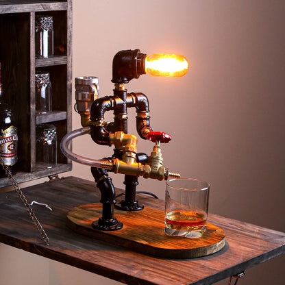 Steampunk Fireman pipe robot Night Lamp, Liquor Whisky Wine dispenser