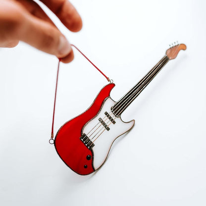 Stained Glass Bass Guitar Suncatcher Rock Music Window Hanging Decor Mother's Day Gift