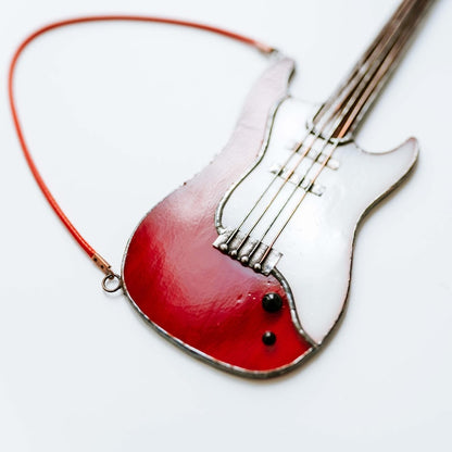 Stained Glass Bass Guitar Suncatcher Rock Music Window Hanging Decor Mother's Day Gift