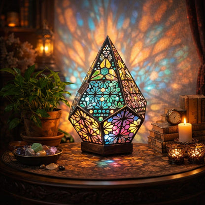 Wooden Bohemian LED Projection Table Lamp(USB Plug‑in)