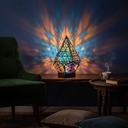 Wooden Bohemian LED Projection Table Lamp(USB Plug‑in)