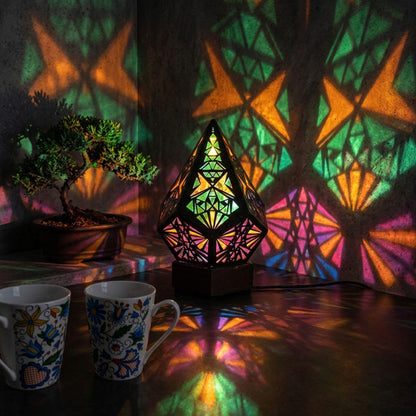 Wooden Bohemian LED Projection Table Lamp(USB Plug‑in)