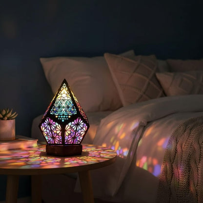 Wooden Bohemian LED Projection Table Lamp(USB Plug‑in)