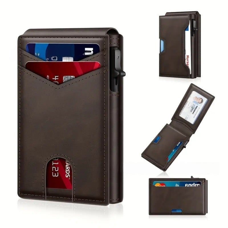 Coffee finish pop-up wallet